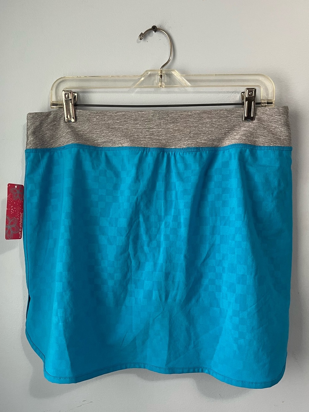 NWT Tuff Athletics Checkered Blue Skort Gray Waistband Size M Athleisure - Picture 2 of 10